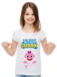 SHUBHAM DESIGNER GALLERY Girls Graphic Printed Round Neck T-shirt