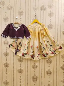 BAESD Girls Foil Print Ready to Wear Lehenga Choli