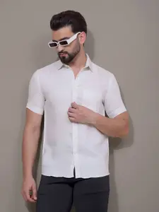 Crimsoune Club Men Classic Fit Solid Spread Collar Cotton Casual Shirt