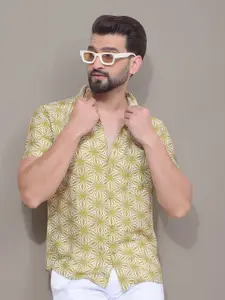 Crimsoune Club Men Classic Fit Floral Printed Spread Collar Cotton Casual Shirt