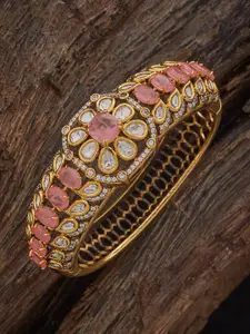 Kushal's Fashion Jewellery Embellished Bridal Pink Victorian-Plated Kundan Kada Bangle