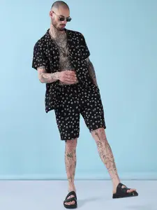 SHOWOFF Printed Cuban Collar Relaxed Fit Shirt With Shorts