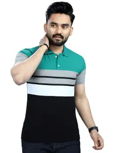Moda Rapido Men Striped Polo Collar T-shirt