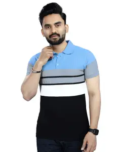 Moda Rapido Men Striped Polo Collar T-shirt