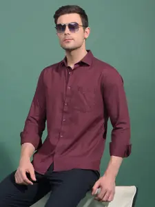 Crimsoune Club Men Classic Fit Solid Spread Collar Cotton Casual Shirt