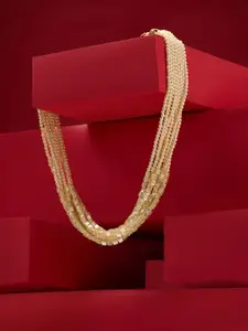 AMI Gold-Plated Multistrand Beaded Contemporary Style Layered Necklace
