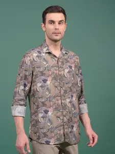Crimsoune Club Men Classic Fit Abstract Printed Spread Collar Cotton Casual Shirt