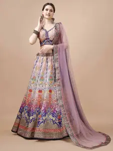 SAPTRANGI Embroidered Beads and Stones Ready to Wear Lehenga With Blouse And Dupatta