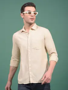 Crimsoune Club Men Classic Fit Textured Spread Collar Cotton Casual Shirt