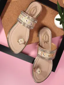 DIPYO Embellished One Toe Flats