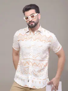 Crimsoune Club Men Classic Fit Abstract Printed Spread Collar Cotton Casual Shirt