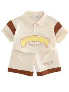 StyleCast x Revolte Boys Printed Shirt Collar T-shirt with Shorts