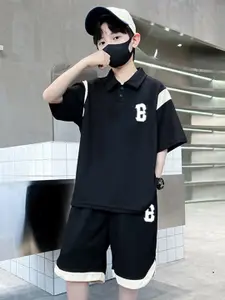 StyleCast x Revolte Boys Printed Polo Collar Pure Cotton T-shirt with Shorts