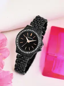 DressBerry Women Embellished Dial & Bracelet Style Straps Analogue Watch HOBDB-322-BK