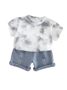 StyleCast x Revolte Boys Abstract Printed Pure Cotton T-shirt & Shorts