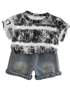 StyleCast x Revolte Boys Abstract Printed Pure Cotton T-shirt With Shorts