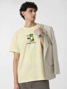 The Souled Store Men Graphic Printed Round Neck Cotton Relaxed Fit T-shirt