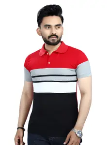Moda Rapido Men Striped Polo Collar T-shirt