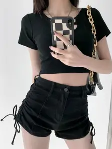 The Roadster Lifestyle Co. Skinny Fit Mid-Rise Denim Short