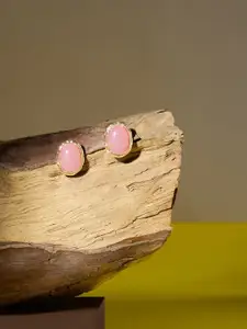 AMI Gold-plated Artificial Stones Studded Oval Studs