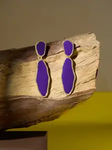 AMI Gold-Plated Contemporary Enamelled Drop Earrings