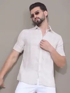 Crimsoune Club Men Classic Fit Checked Spread Collar Cotton Casual Shirt