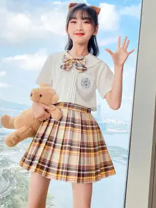 StyleCast x Revolte Girls Shirt Collar Pure Cotton Top With Skirt