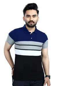 Moda Rapido Men Striped Polo Collar T-shirt