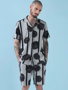 SHOWOFF Printed Cuban Collar Relaxed Fit Shirt With Shorts