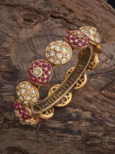 Kushal's Fashion Jewellery Embellished Bridal Ruby Victorian-Plated Ethnic Kundan  Bangle