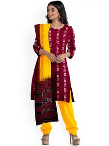 KALPRA FASHION Ethnic Motifs Printed Pure Cotton Unstitched Dress Material