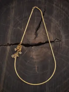 Kushal's Fashion Jewellery Gold-Plated Stone Studded & Beaded Antique Necklace