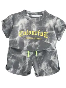 StyleCast x Revolte Boys Dyed Pure Cotton T-shirt With Shorts