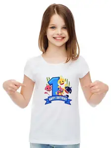 SHUBHAM DESIGNER GALLERY Girls Graphic Printed Round Neck T-shirt