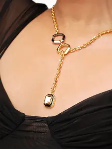 Isharya Bling 18K Gold-Plated Crystal Studded Link Lock Necklace