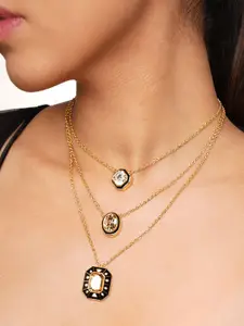 Isharya Blaze 18K Gold-Plated Crystal Studded Layered Necklace