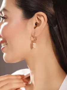 Priyaasi Gold Plated Artificial Stones and Beads Contemporary Drop Earrings