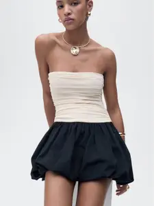 MANGO Draped Body Balloon Party Mini Dress