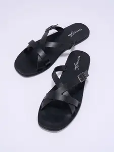 Forever Glam by Pantaloons Women Black Open Toe Flats with Buckles