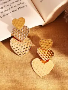 Priyaasi Gold Plated Heart Shaped Drop Earrings