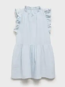 Mango Kids Girls Ruffled Floral Pure Cotton Dress