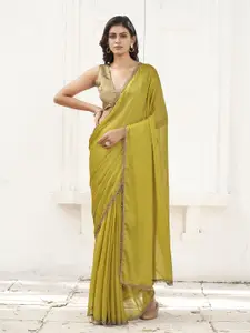 Tikhi Imli Embellished Lace Saree With Unstitched Blouse Piece