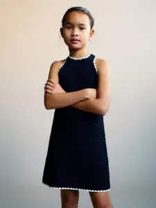 Mango Kids Girls Self Design A-Line Dress