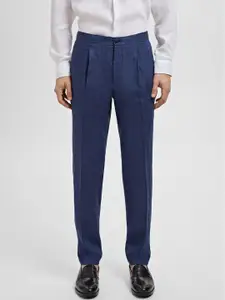 MANGO MAN Pure Linen Pleated Trousers