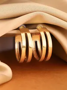 Priyaasi Gold Plated Crescent Shaped Hoop Earrings