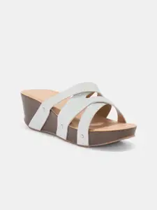 Forever Glam by Pantaloons Textured PU Party Wedge Sandals