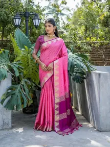 Anouk Woven design Zari Saree With Unstitched Blouse Piece