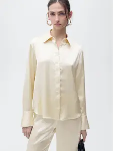 MANGO Regular Fit Satin-Finish Opaque Party Shirt