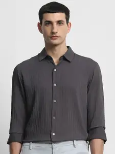 Mufti Men Slim Fit Textured Spread Collar Casual Shirt