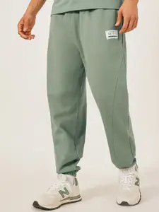 Styli Men Fleece Panel Wide Drawcord Badge Detail Oversized Jogger